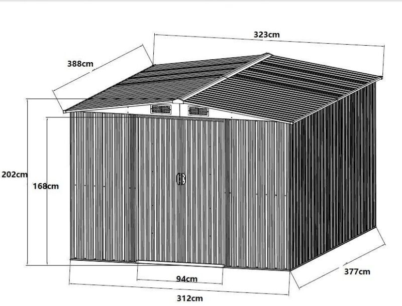 Abri de jardin en acier galvanisé gris 12,5 m² - Prix d'usines – Image 6